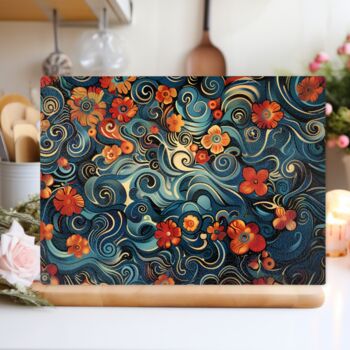 Floral Whirls Textured Glass Chopping Board, 2 of 8