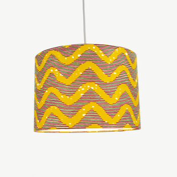 Mustard Yellow And Lime Waves African Print Lampshade, 2 of 7