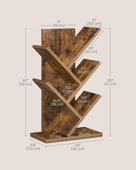 Five Tier Tree Bookshelf Bookcase Wooden Shelves, 2 of 6