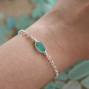 Cornish Sea Glass Bracelet Green, 4 of 8