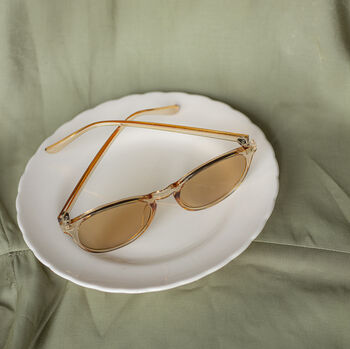 Delicate Rounded Classic Sunglasses In Beige, 3 of 4