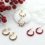Enamel Christmas Hoop Earrings, thumbnail 1 of 5