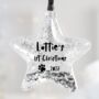 Personalised Pet's First Silver Star Christmas Bauble, thumbnail 1 of 4