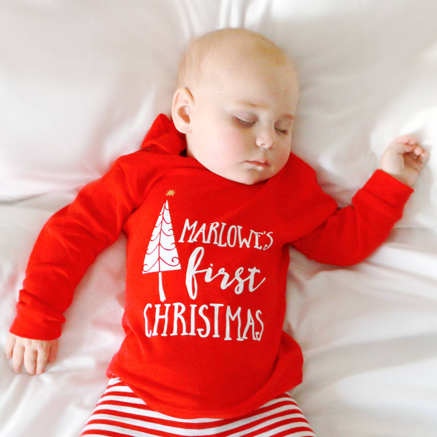 personalised 'first christmas' christmas t shirt by blueberry boo kids ...