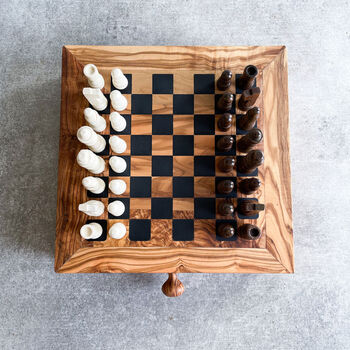 Personalised Olive Wood Chess Board Set, 5 of 12