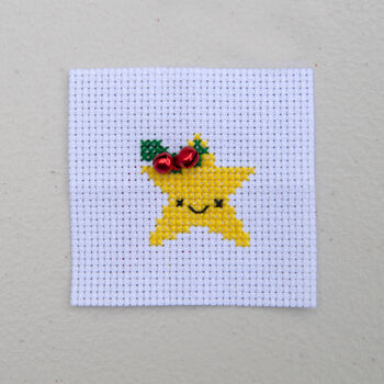 Kawaii Christmas Star Mini Cross Stitch Kit, 5 of 12
