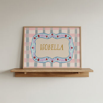 Personalised Baby Name Print With Folk Art Border, 9 of 12
