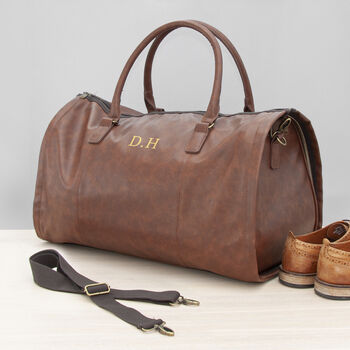 Monogrammed Vegan Leather Travel Suit Bag, 12 of 12