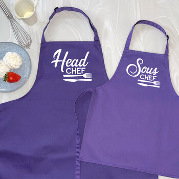 Head Chef And Sous Chef Matching Apron Set, 8 of 11