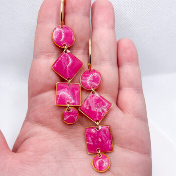 Geometric Pink Statement Hoop Earrings, Clay And Resin, 9 of 12