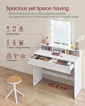 Dressing Table With LED Lights Modern Vanity Table, 6 of 12