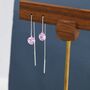 Alexandrite Pink Cz Dot Threader Earrings, thumbnail 3 of 10