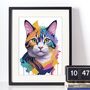 Painterly Cat Portrait Illustration Art Print, thumbnail 2 of 4