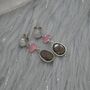 Smoky Quartz, Moonstone, And Jade Silver Earrings, thumbnail 2 of 5