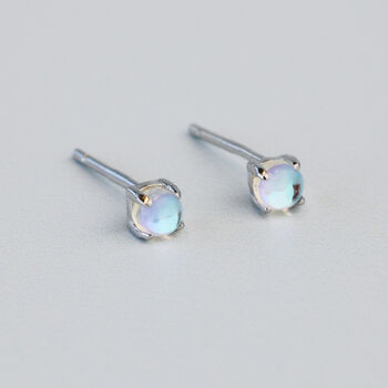 Sterling Silver Moonstone Crystal Stud Earrings, 2 of 4