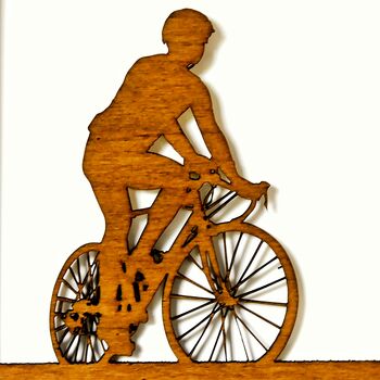 Wood Cut Road Bike Cyclist Artwork, 3 of 3
