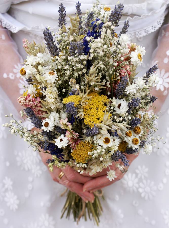 Festival Meadow Dried Flower Wedding Bouquet By The Artisan Dried
