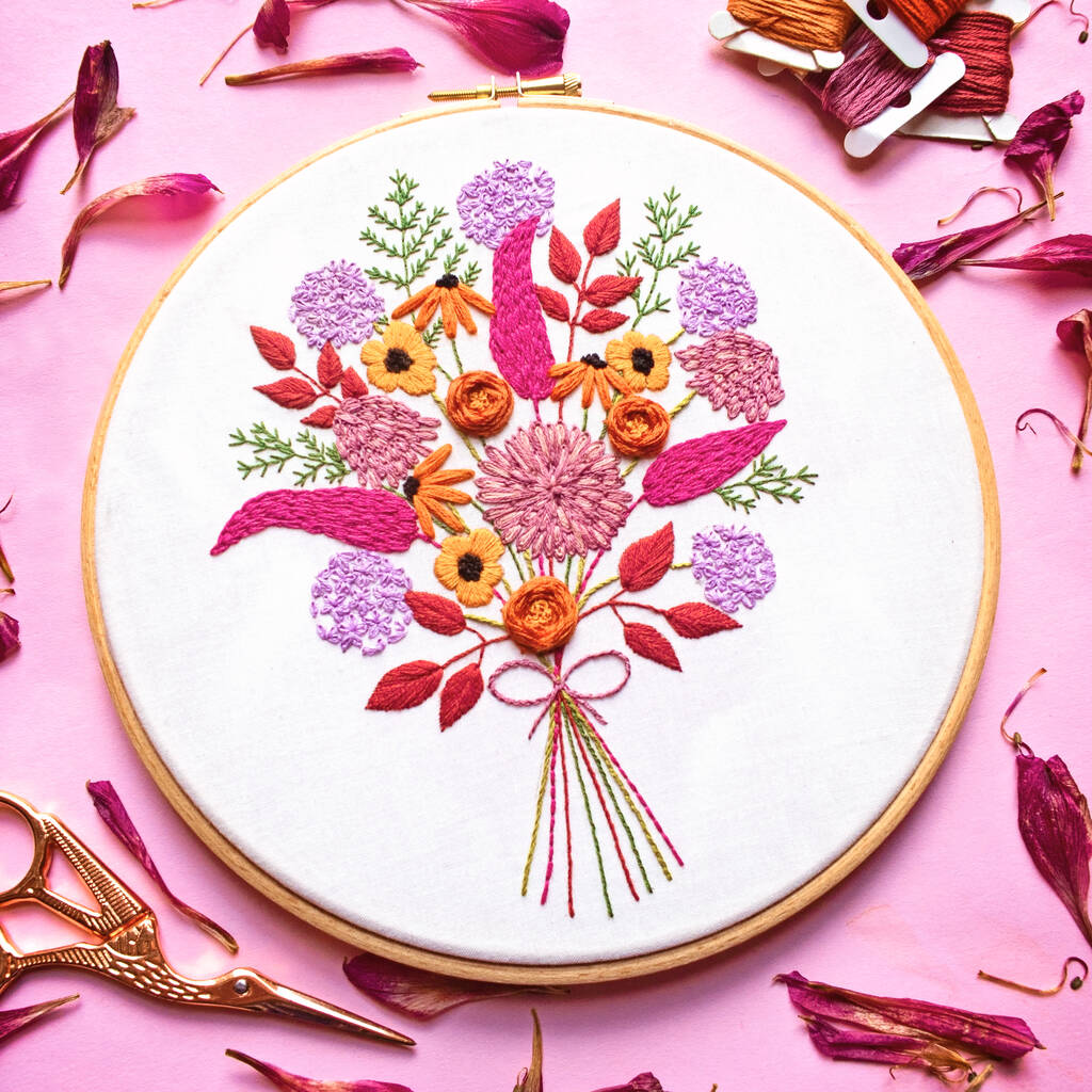 Autumn Bouquet Embroidery Kit, 1 of 2