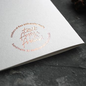 'Thank Fuck You're Back' Rose Gold Foil Card, 4 of 4