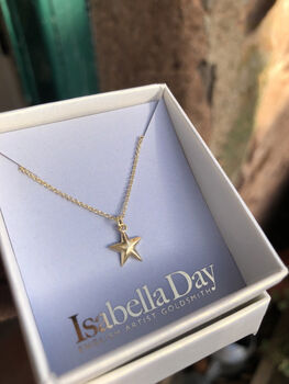 Teeny Solid Gold Star Necklace, 5 of 6
