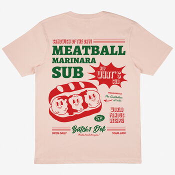 Meatball Marinara Sub Merch Logo T Shirt In Peach, 2 of 2