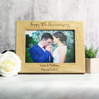 personalised 5th anniversary wood photo frame by mirrorin ...