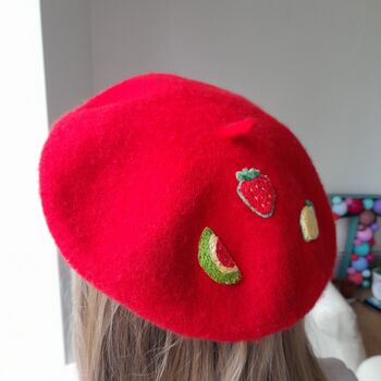 Fruit Design Hand Embroidered Child's Beret, 3 of 4