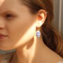Oval Blue Tulip Earrings, thumbnail 4 of 6
