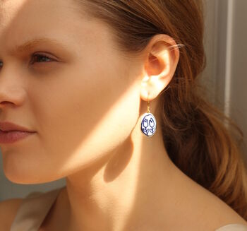 Oval Blue Tulip Earrings, 4 of 6