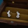 Sterling Silver Small Pair Cz Crystal Trio Stud Earrings, thumbnail 1 of 12
