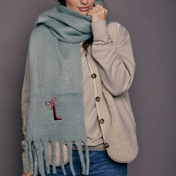 Embroidered Personalised Bow Initial Scarf, 6 of 7