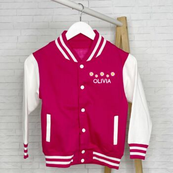 Kids Personalised Daisy Varsity Jacket, 4 of 5