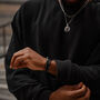 Men's 8mm Black Onyx Matte Beaded Bracelet Silver Bead, thumbnail 5 of 9