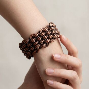 Wide Woven Copper Cuff Bracelet, 7 of 7