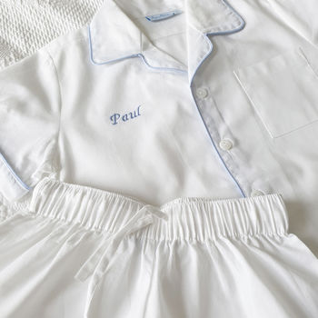 Personalised Kid's White And Blue Cotton Pyjama's, 4 of 5