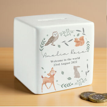 Personalised Woodland Animals Money Box, 5 of 6