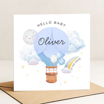 Personalised Welcome Baby Boy Card Balloon, 2 of 8
