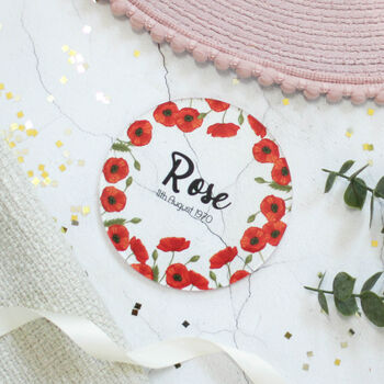 Personalised Birth Flower Coaster, August, Poppy, 2 of 2