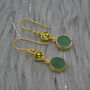 Peridot Jade Earrings: Gold Or Silver, Dangle Drop, thumbnail 2 of 10