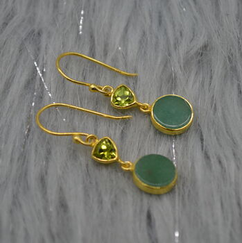 Peridot Jade Earrings: Gold Or Silver, Dangle Drop, 2 of 10