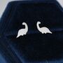 Tiny Dinosaur Stud Earrings In Sterling Silver, thumbnail 3 of 12