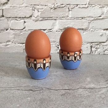 Pair Of Stoneware Egg Cups In Sky Blue Colour, 2 of 4