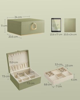 Two Layer Jewellery Box Organiser Tray Jewel Case, 2 of 9