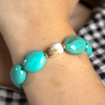 Chunky Turquoise Bead Stretch Bracelet, 2 of 6