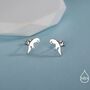 Sterling Silver Jumping Fox Stud Earrings, thumbnail 2 of 12