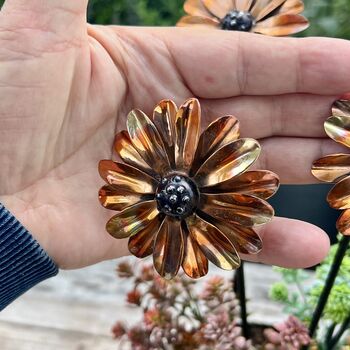 Set Of Three Or Five Copper Daisy Copper Garden Stakes, 8 of 10