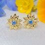 Turquoise December Holly Gold Plated Stud Earrings, thumbnail 1 of 5