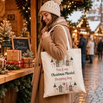 Christmas Market Shopping Tote Bag Gift, 2 of 6