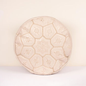 Moroccan Leather Tile Print Pouffe, 5 of 11