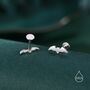 Tiny Bat Stud Earrings In Sterling Silver, thumbnail 7 of 12